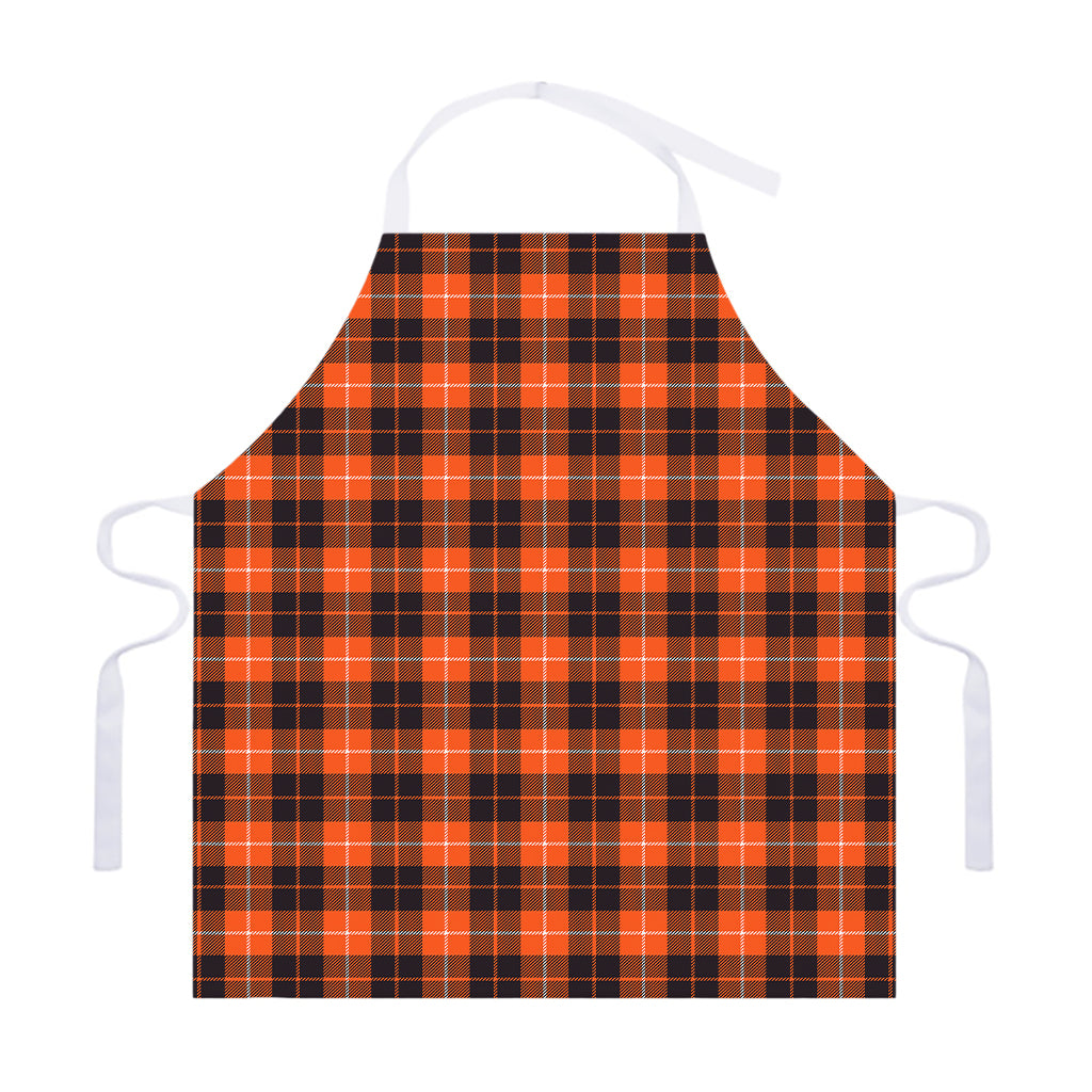 Orange Grey And White Tartan Print Adjustable Apron