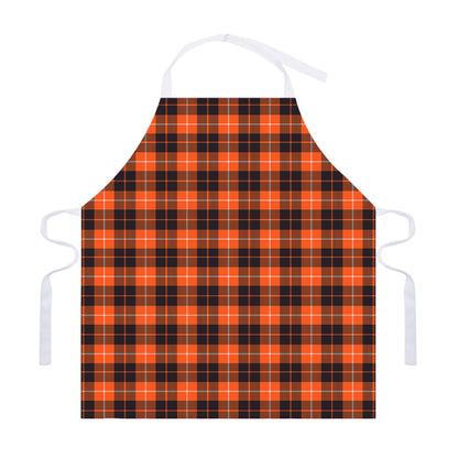 Orange Grey And White Tartan Print Adjustable Apron