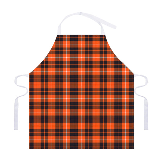 Orange Grey And White Tartan Print Adjustable Apron