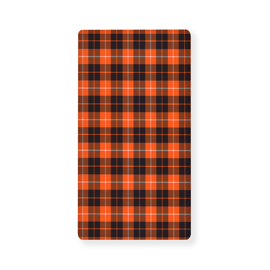 Orange Grey And White Tartan Print Baby Crib Sheet