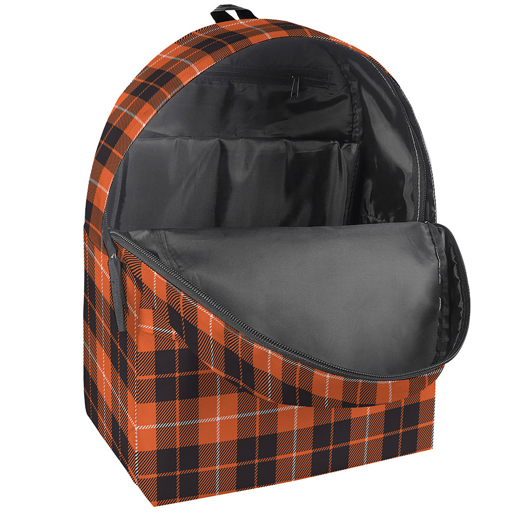 Orange Grey And White Tartan Print Backpack