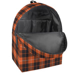 Orange Grey And White Tartan Print Backpack