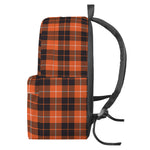 Orange Grey And White Tartan Print Backpack