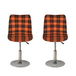 Orange Grey And White Tartan Print Bar Stool Covers