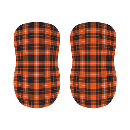 Orange Grey And White Tartan Print Bar Stool Covers