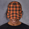 Orange Grey And White Tartan Print Baseball Cap