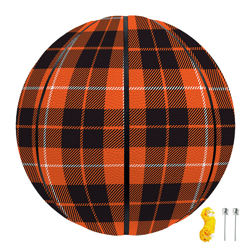 Orange Grey And White Tartan Print Basketball