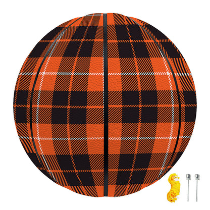 Orange Grey And White Tartan Print Basketball