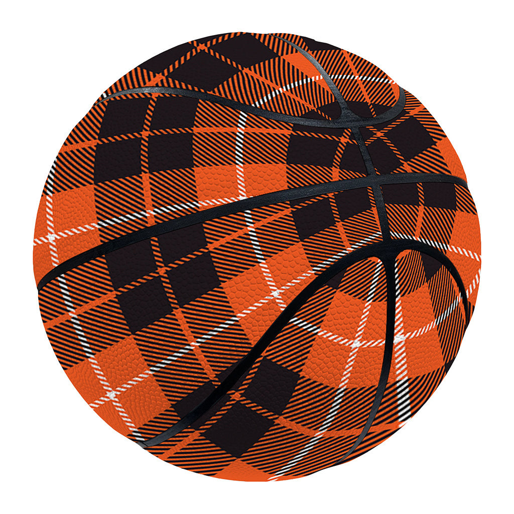 Orange Grey And White Tartan Print Basketball