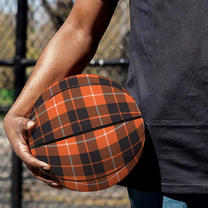 Orange Grey And White Tartan Print Basketball