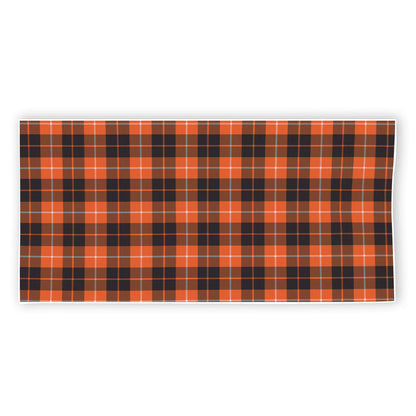 Orange Grey And White Tartan Print Beach Towel