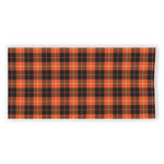 Orange Grey And White Tartan Print Beach Towel