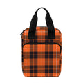 Orange Grey And White Tartan Print Bible Tote Bag