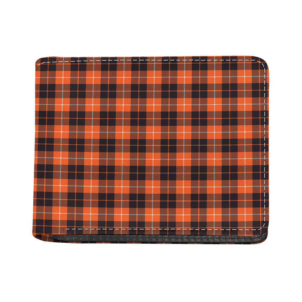 Orange Grey And White Tartan Print Bifold Wallet