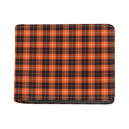 Orange Grey And White Tartan Print Bifold Wallet