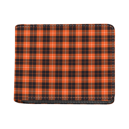 Orange Grey And White Tartan Print Bifold Wallet