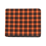 Orange Grey And White Tartan Print Bifold Wallet