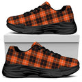 Orange Grey And White Tartan Print Black Chunky Shoes