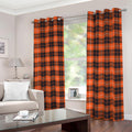 Orange Grey And White Tartan Print Dimout Grommet Curtains