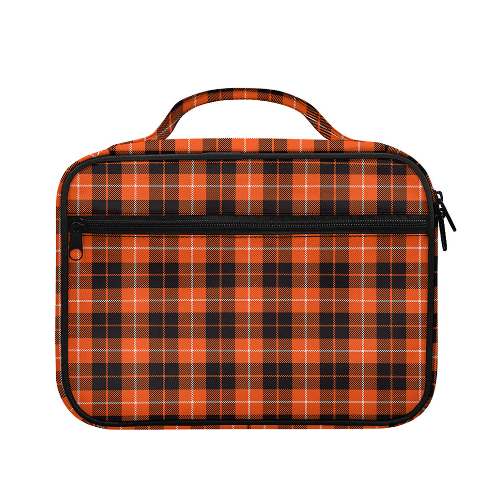 Orange Grey And White Tartan Print Briefcase Bible Bag