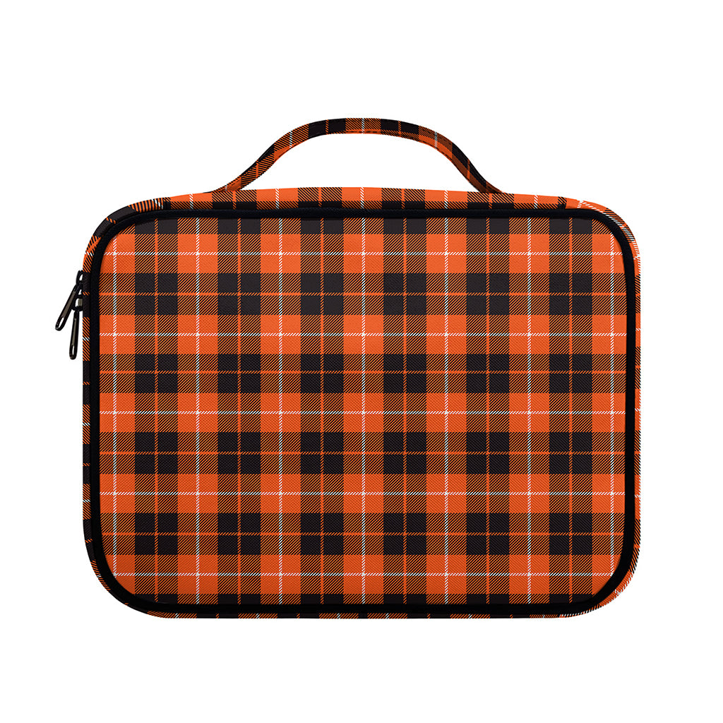 Orange Grey And White Tartan Print Briefcase Bible Bag