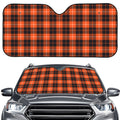 Orange Grey And White Tartan Print Car Windshield Sun Shade