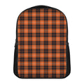 Orange Grey And White Tartan Print Casual Backpack