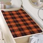 Orange Grey And White Tartan Print Changing Pad Cover