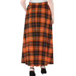 Orange Grey And White Tartan Print Chiffon Maxi Skirt