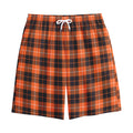 Orange Grey And White Tartan Print Cotton Shorts