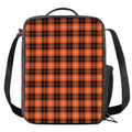 Orange Grey And White Tartan Print Crossbody Lunch Bag