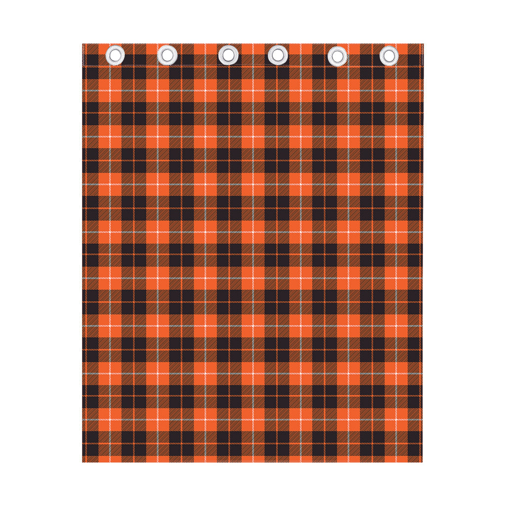 Orange Grey And White Tartan Print Curtain