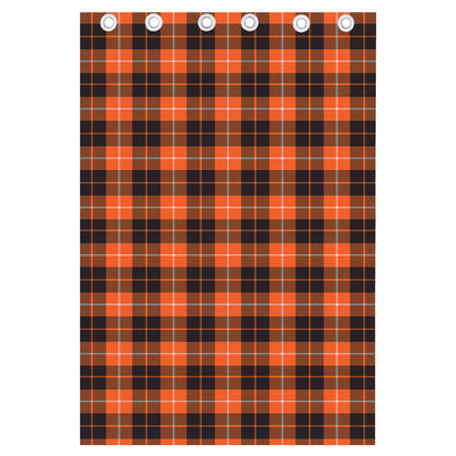 Orange Grey And White Tartan Print Curtain