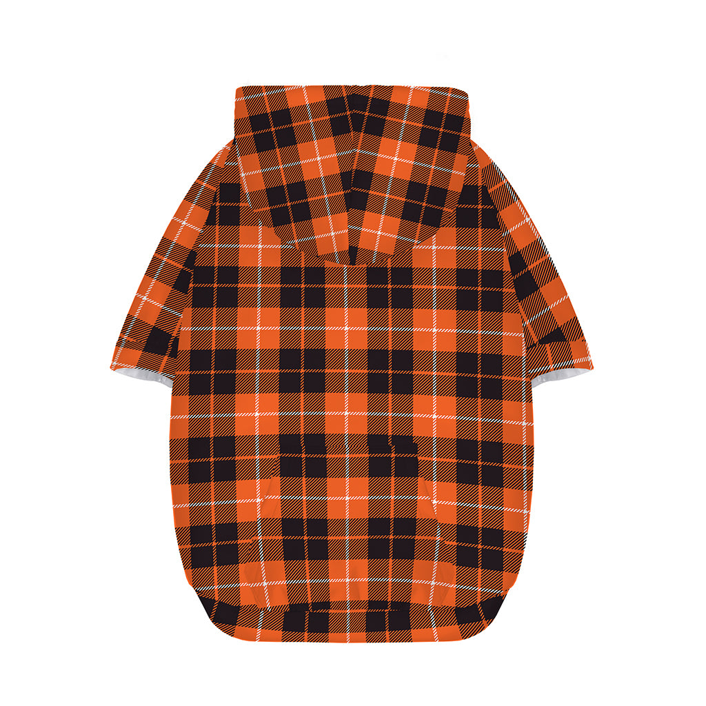 Orange Grey And White Tartan Print Dog Zip Up Hoodie