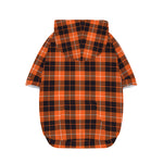 Orange Grey And White Tartan Print Dog Zip Up Hoodie