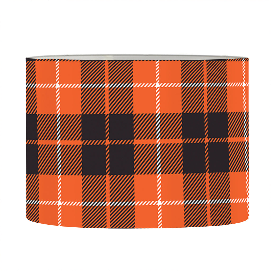 Orange Grey And White Tartan Print Drum Lamp Shade