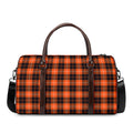 Orange Grey And White Tartan Print Duffel Bag