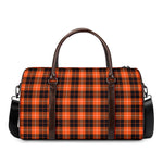 Orange Grey And White Tartan Print Duffle Bag