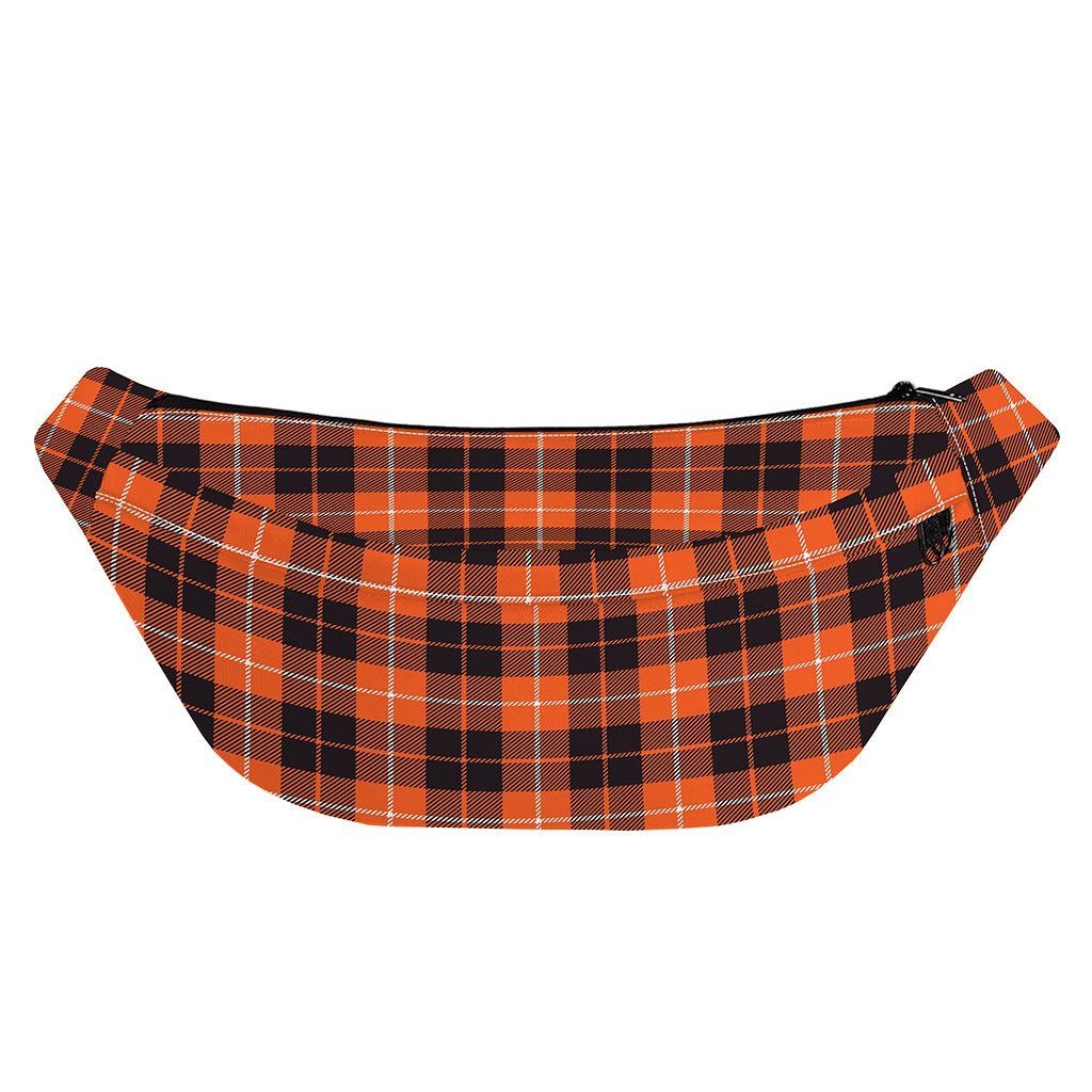 Orange Grey And White Tartan Print Fanny Pack
