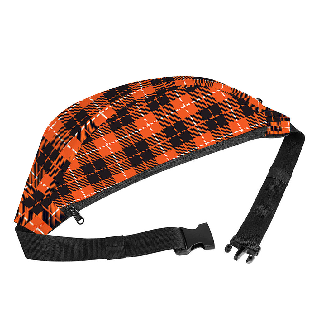 Orange Grey And White Tartan Print Fanny Pack