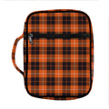 Orange Grey And White Tartan Print Front Pocket Bible Bag