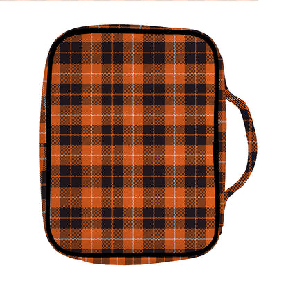 Orange Grey And White Tartan Print Front Pocket Bible Bag