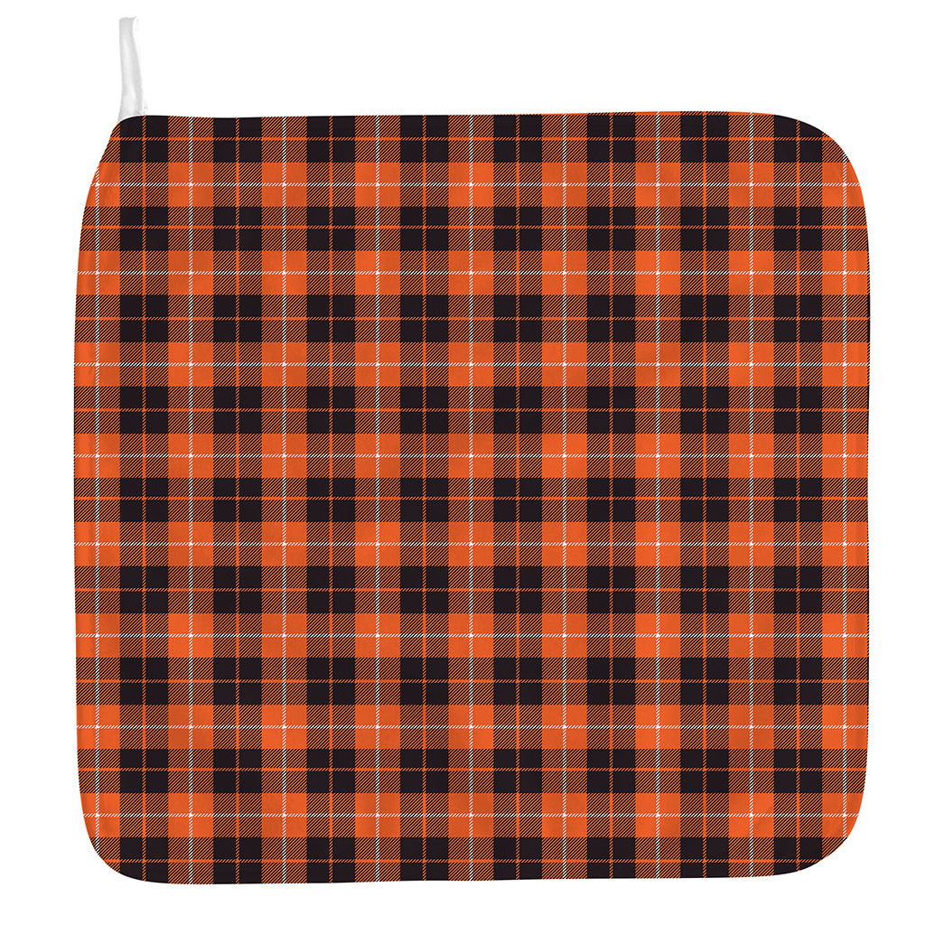 Orange Grey And White Tartan Print Hand Towel