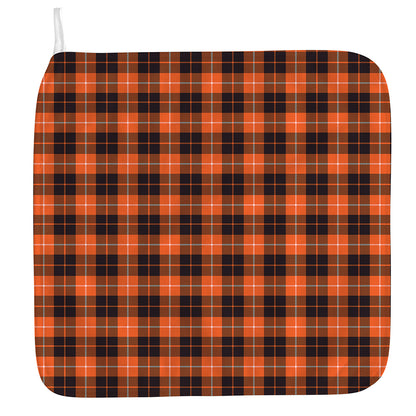 Orange Grey And White Tartan Print Hand Towel