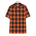 Orange Grey And White Tartan Print Hawaiian Shirt