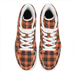 Orange Grey And White Tartan Print High Top Leather Sneakers