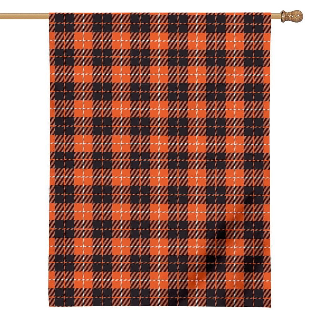 Orange Grey And White Tartan Print House Flag