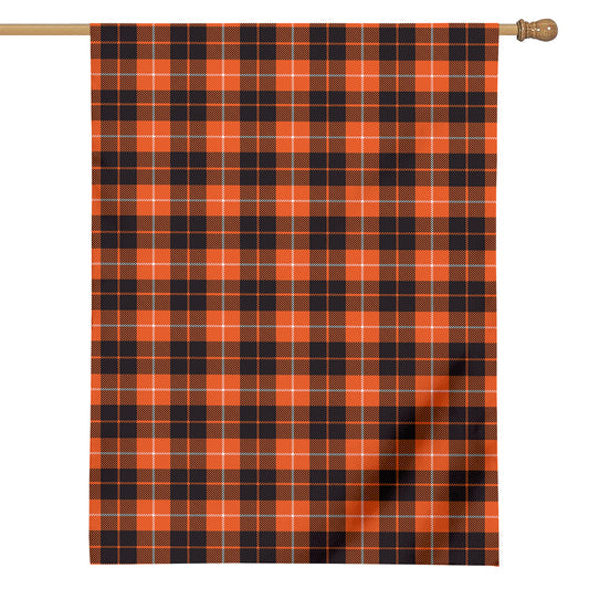 Orange Grey And White Tartan Print House Flag