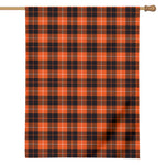 Orange Grey And White Tartan Print House Flag