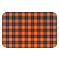 Orange Grey And White Tartan Print Indoor Door Mat